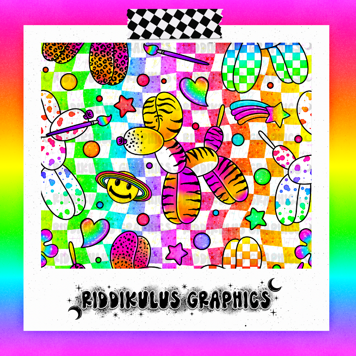 Neon Rainbow Balloon Dogs