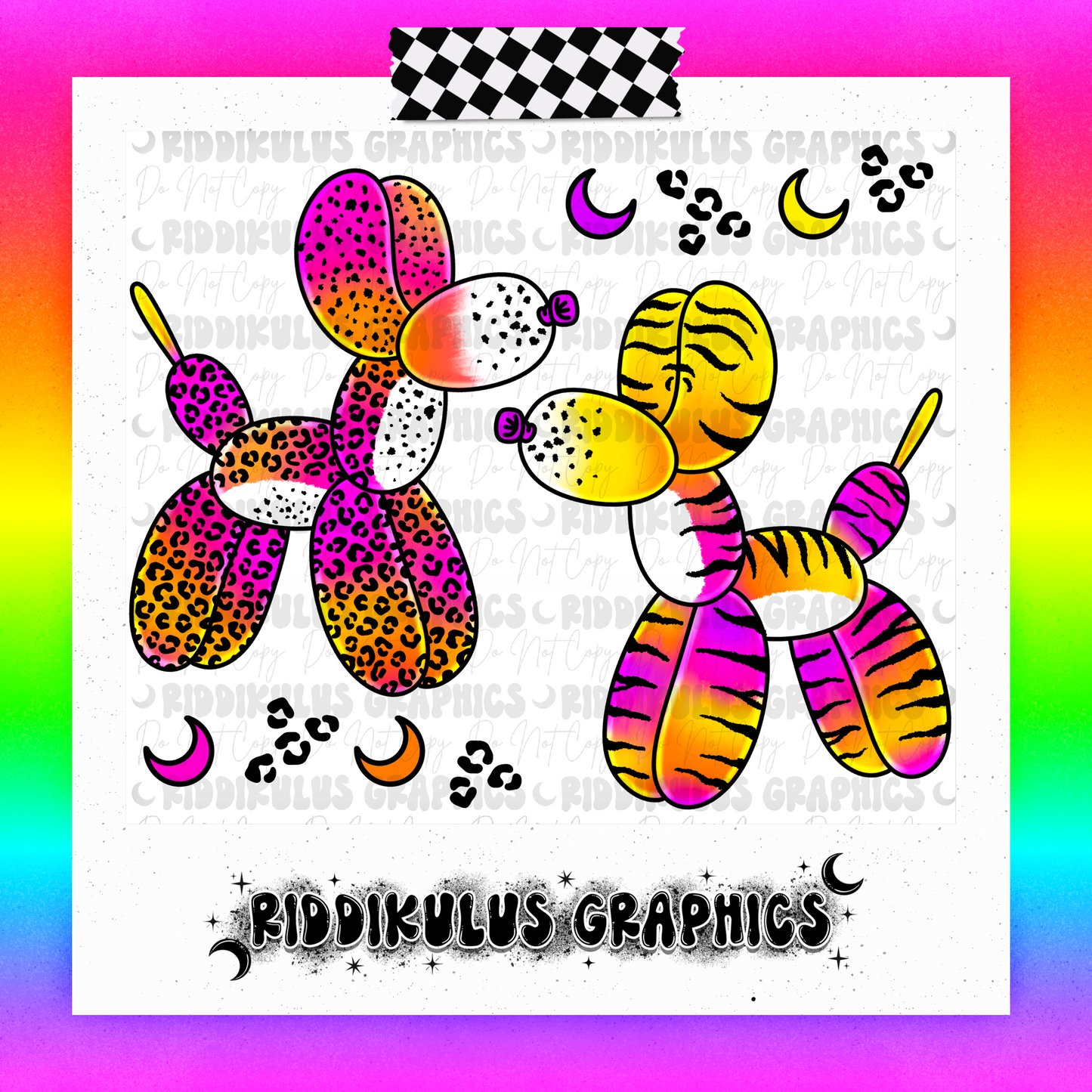 Neon Rainbow Balloon Dog PNGs