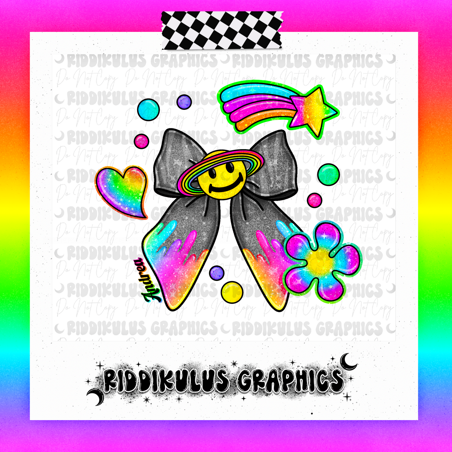 Neon Rainbow Bow PNGs