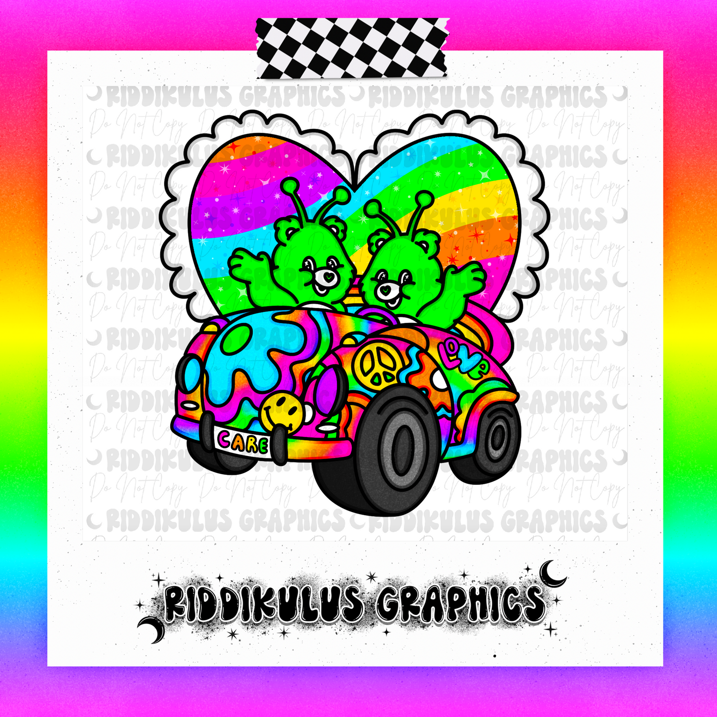Neon Rainbow Bear PNGs