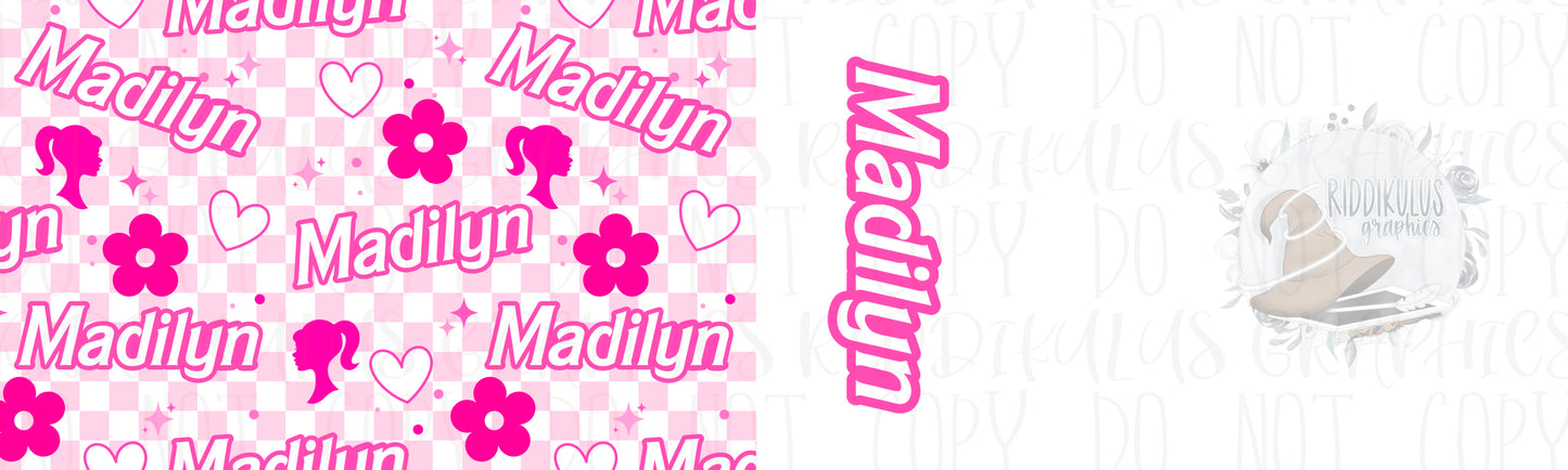 Doll Name Bow File (Checkered w/Flower)