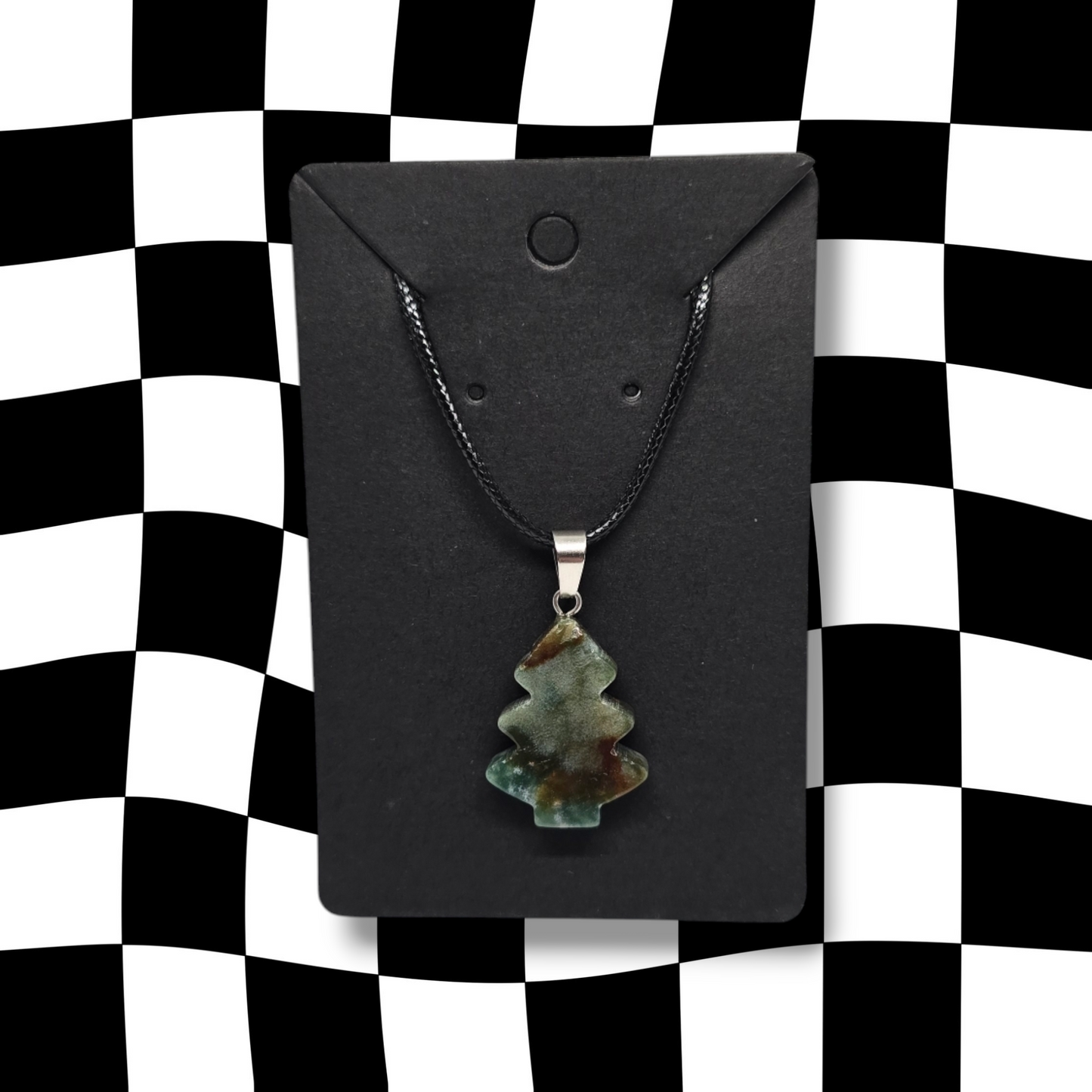 Moss Agate Christmas Tree Necklace