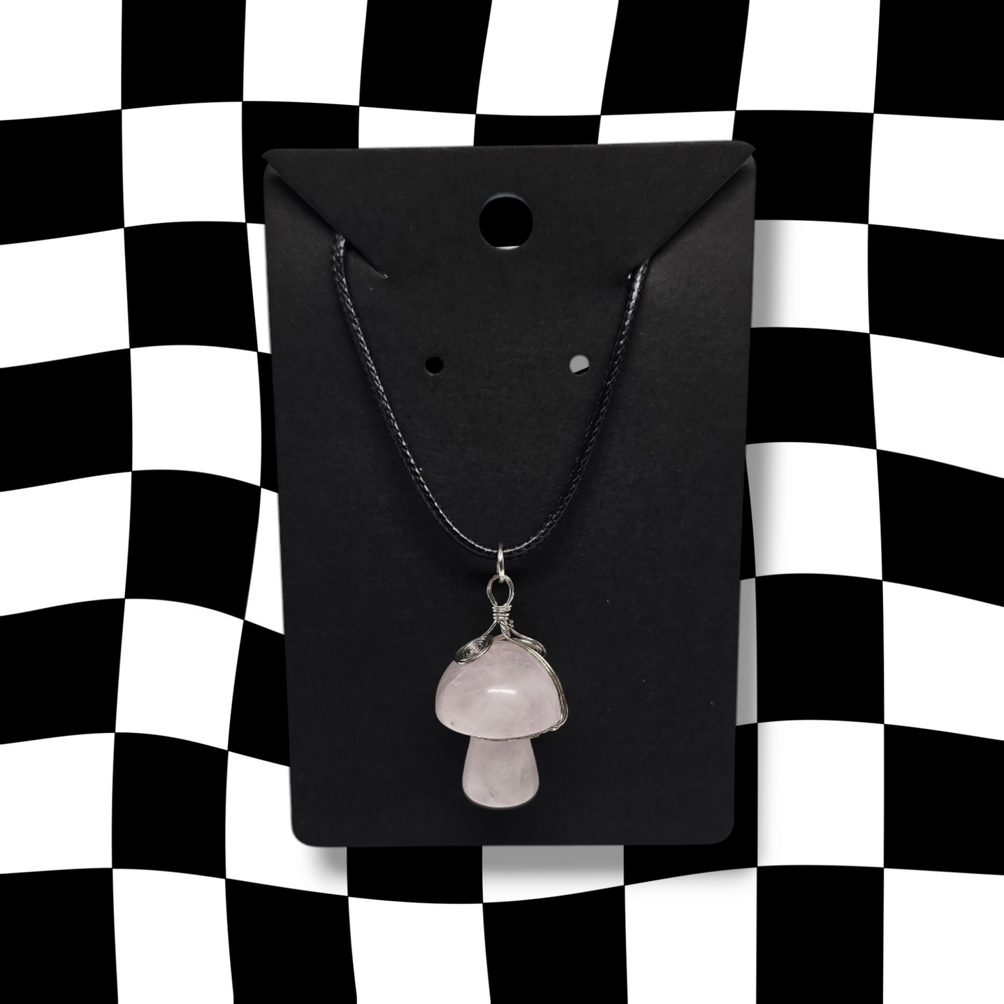 Rose Quartz Mushroom Wrap Necklace