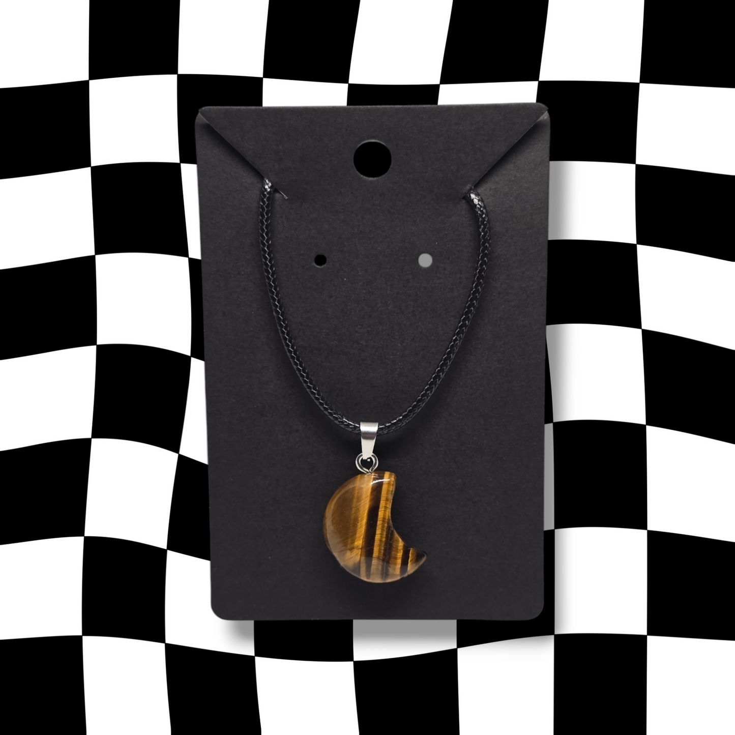 Yellow Tigers Eye Crystal Moon Necklace