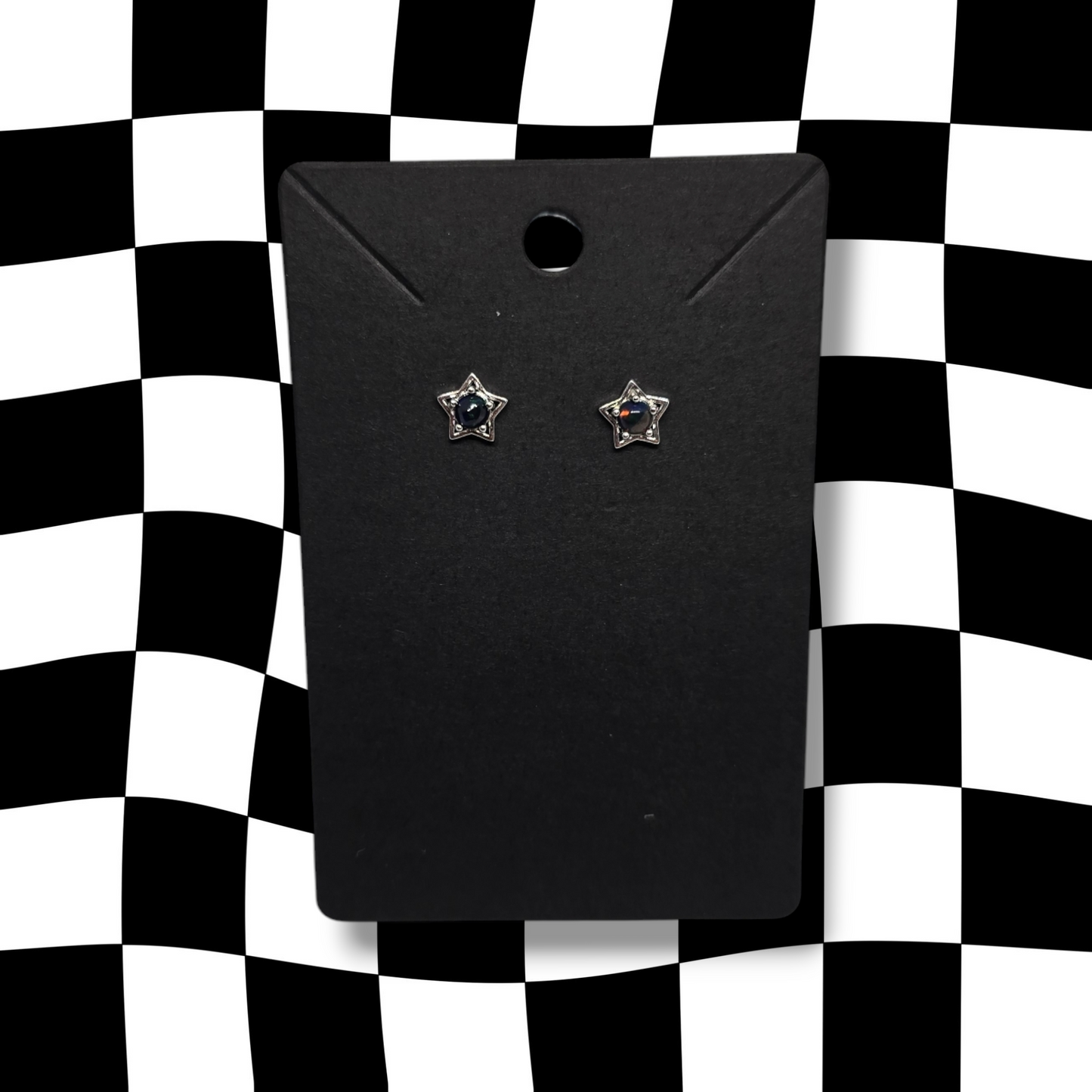 Star Black Opal Earrings
