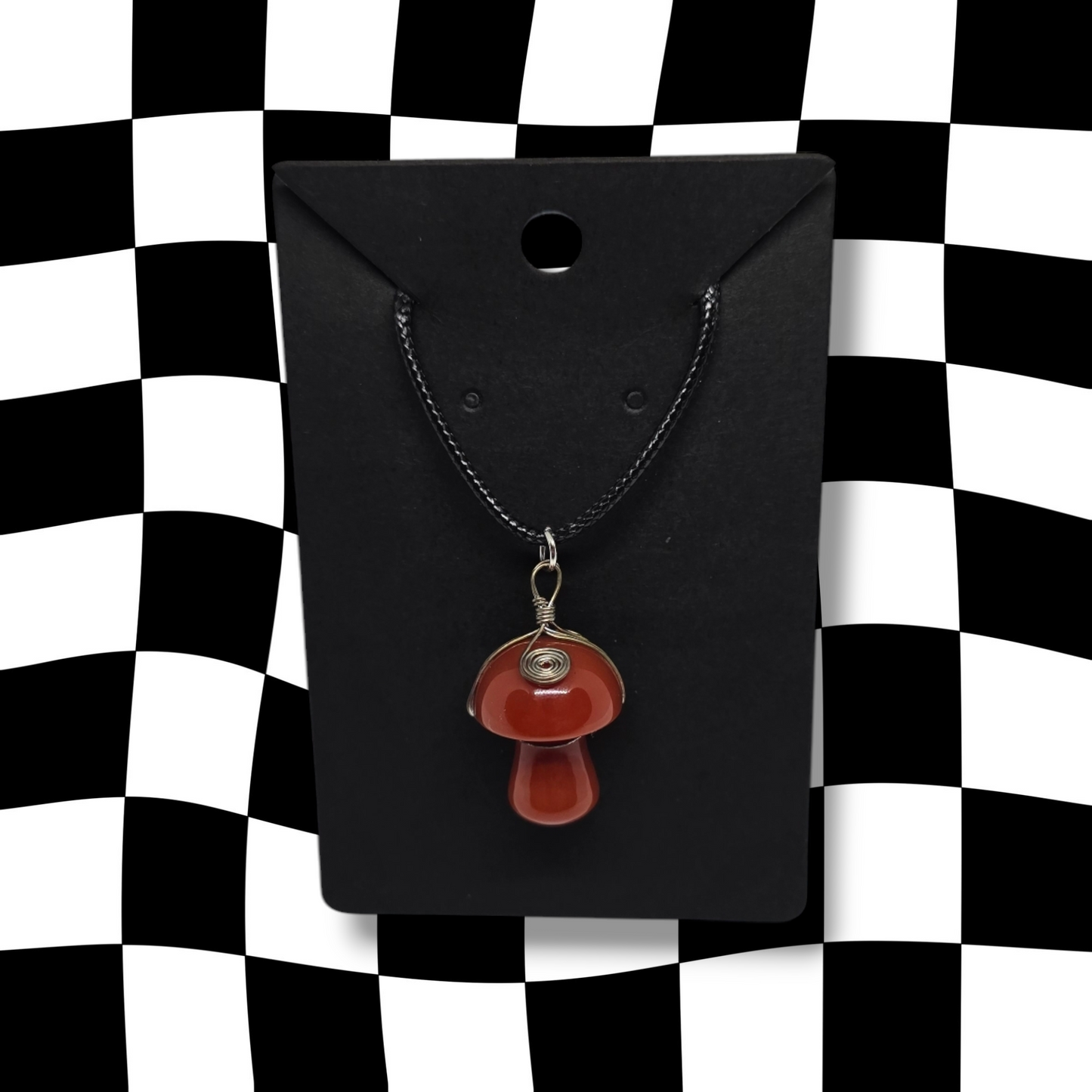 Carnelian Wrapper Mushroom Necklace