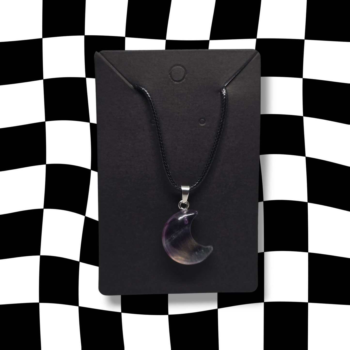 Flourite Crystal Moon Necklace
