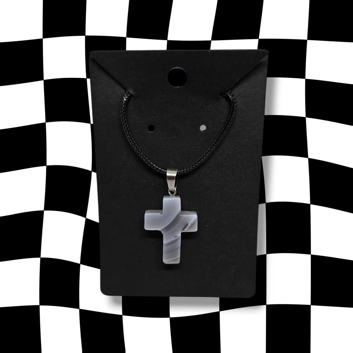 Grey Agate Cross Necklace