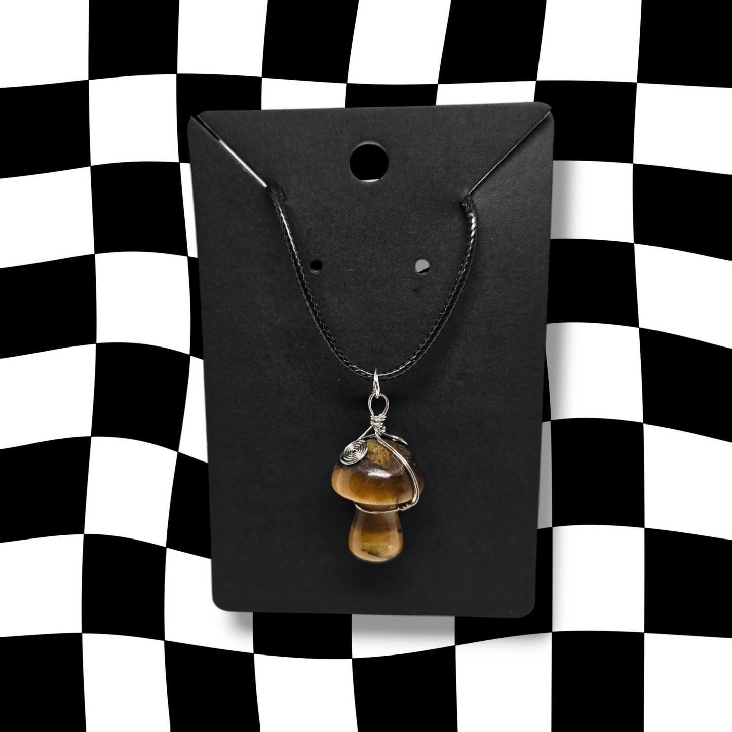 Yellow Tigers Eye Mushroom Wrap Necklace