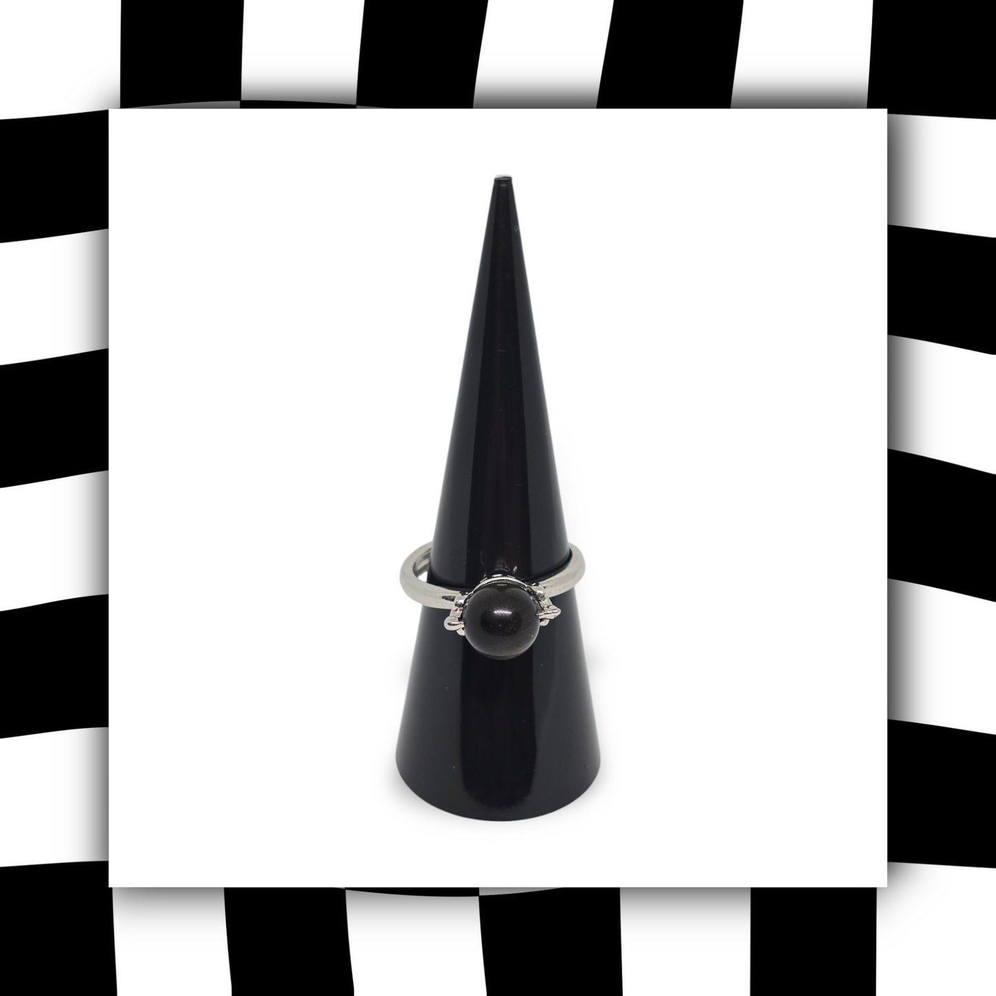 Silver Obsidian Spinning Ring