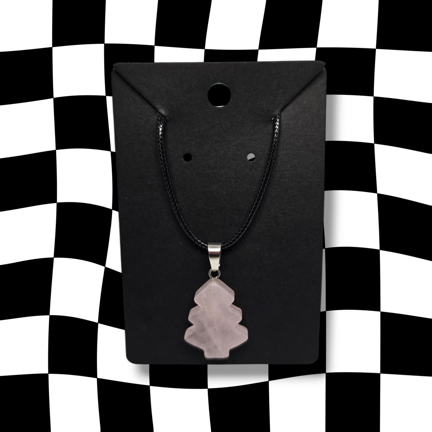 Rose Quartz Christmas Tree Necklace