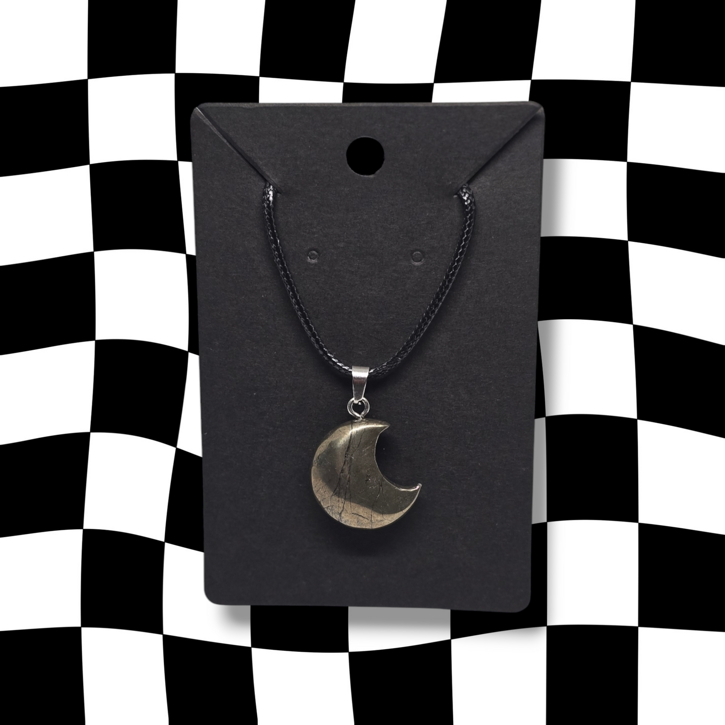 Pyrite Crystal Moon Necklace
