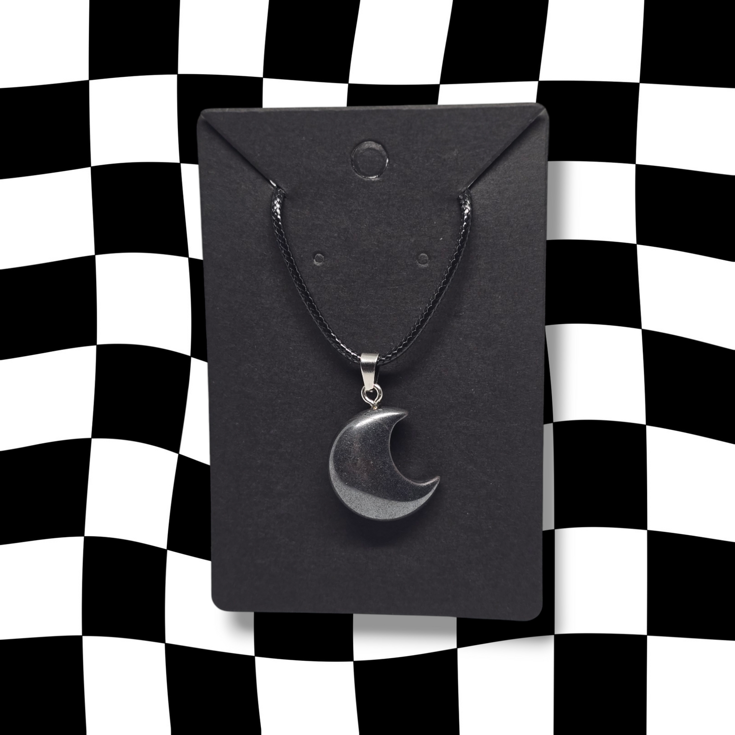 Hematite Crystal Moon Necklace