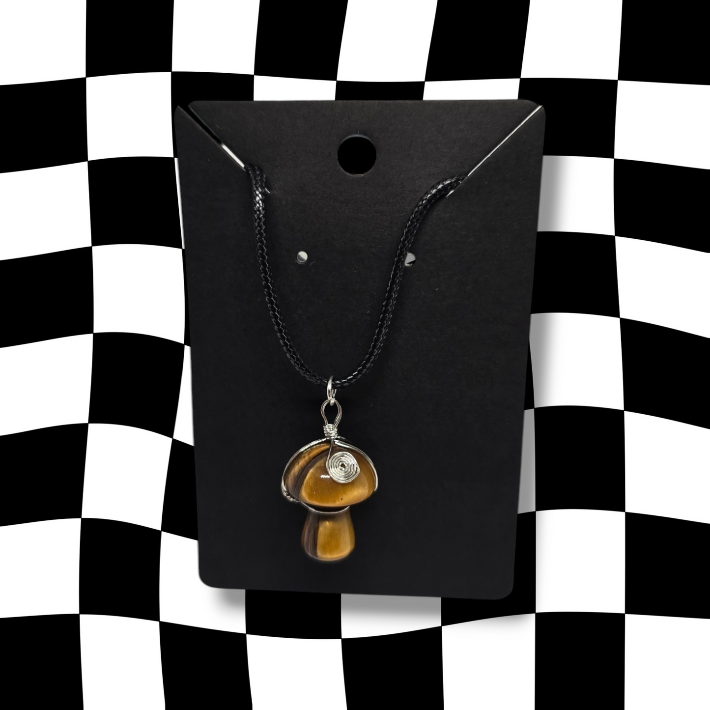 Yellow Tigers Eye Mushroom Wrap Necklace