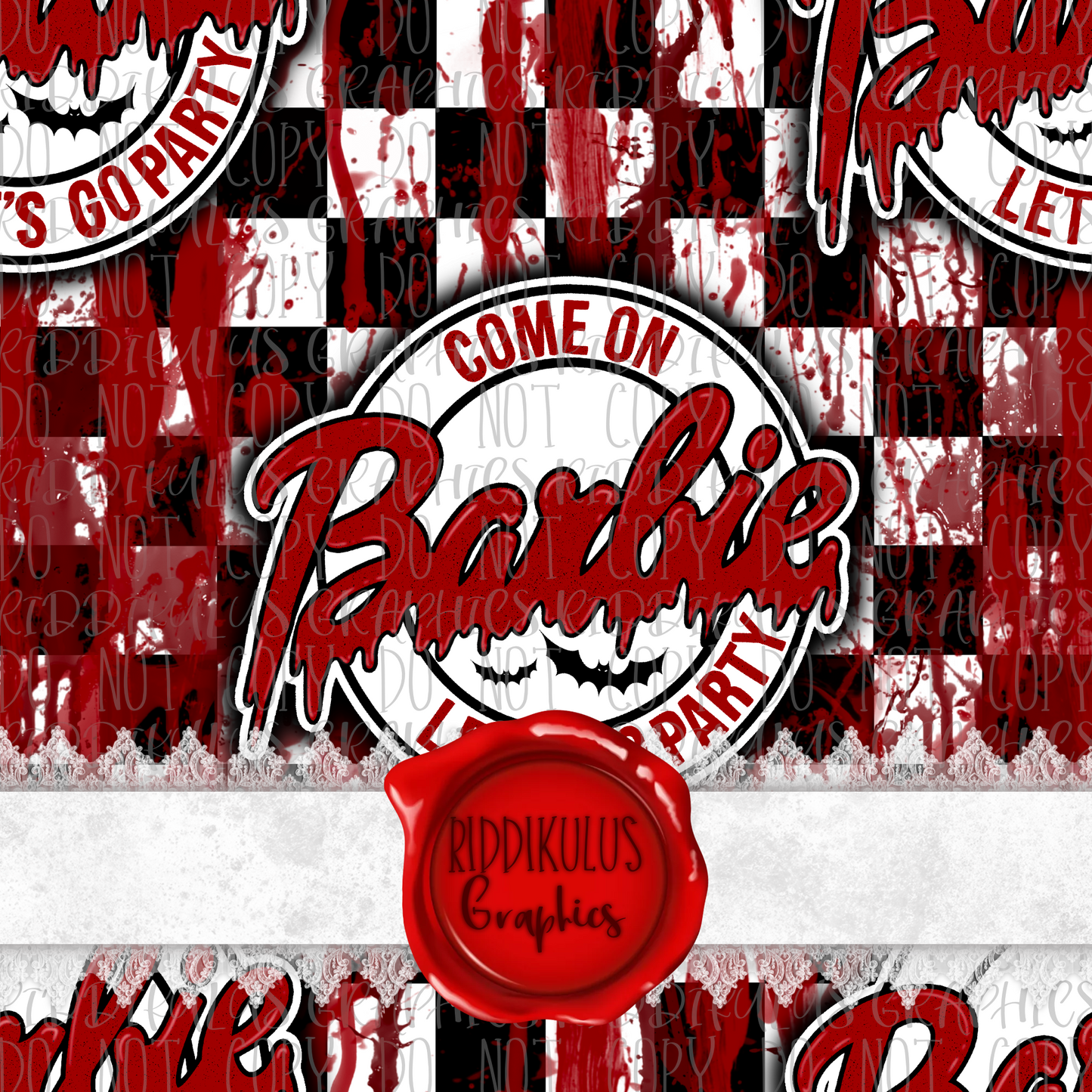 Doll Checkered Blood Splatter
