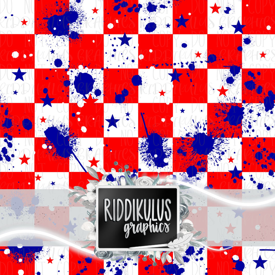 Red White & Splatter Checkered