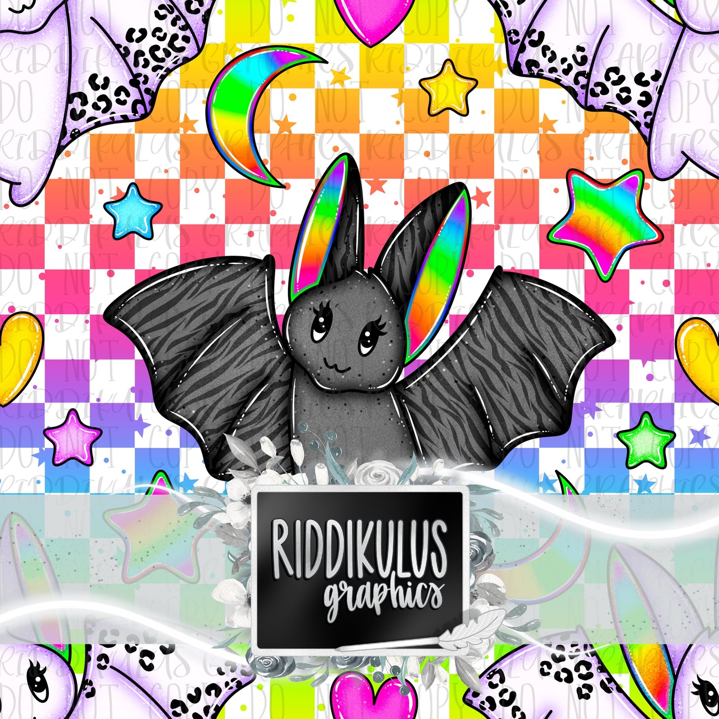 Neon Rainbow Bats (Black)