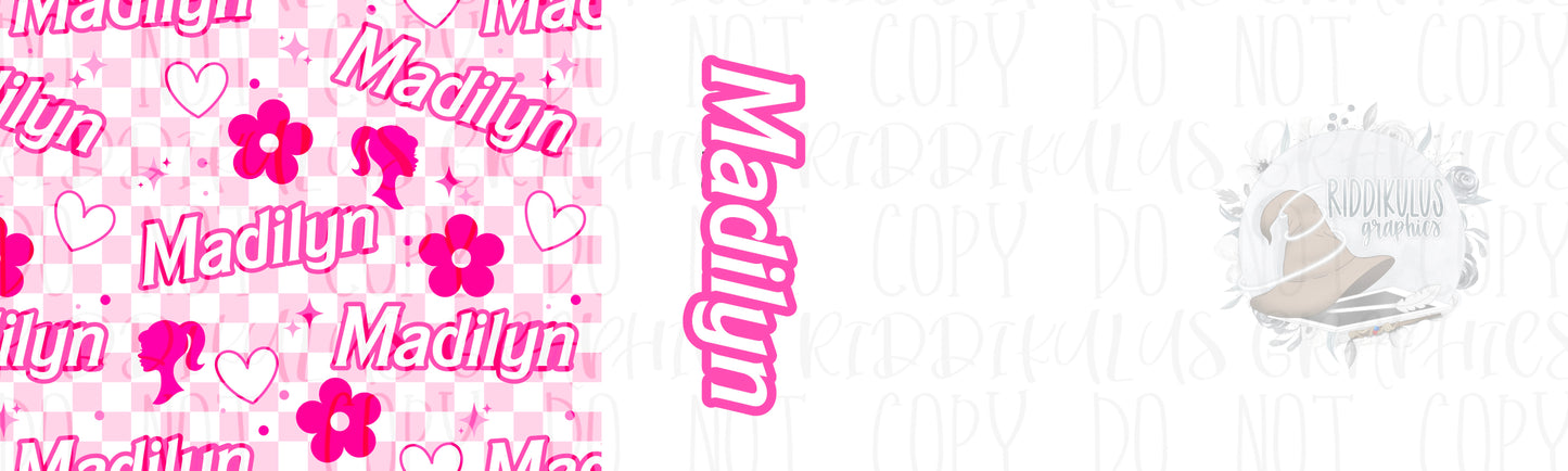 Doll Name Bow File (Checkered w/Flower)