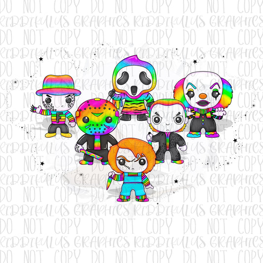 Neon Rainbow Horror Squad