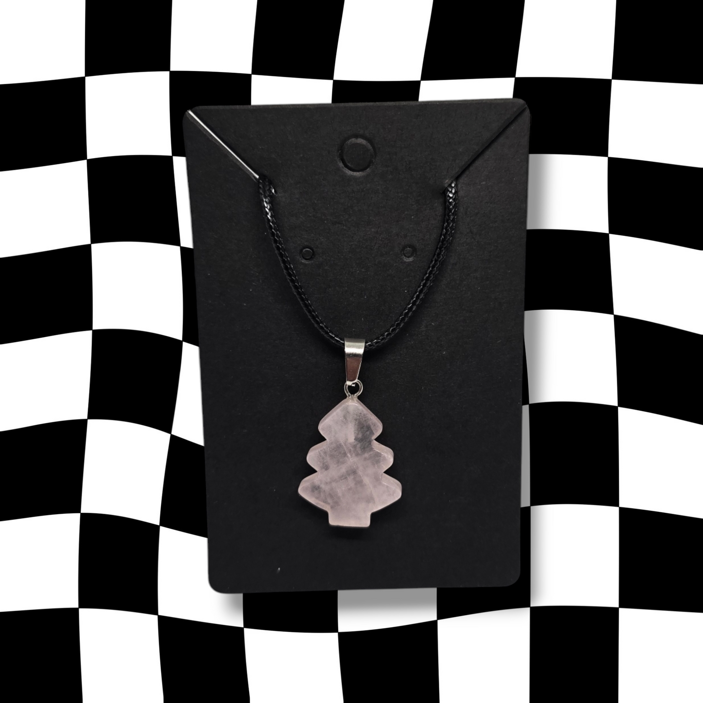 Rose Quartz Christmas Tree Necklace