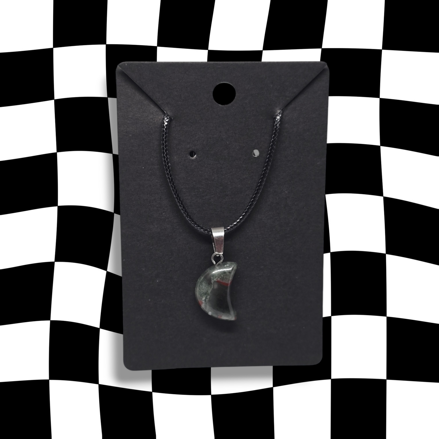 Bloodstone Crystal Moon Necklace