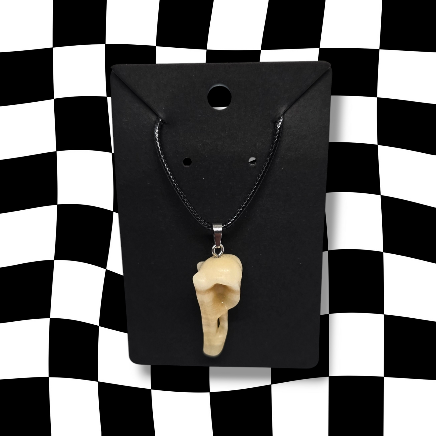 Orange Calcite Crow Head Necklace