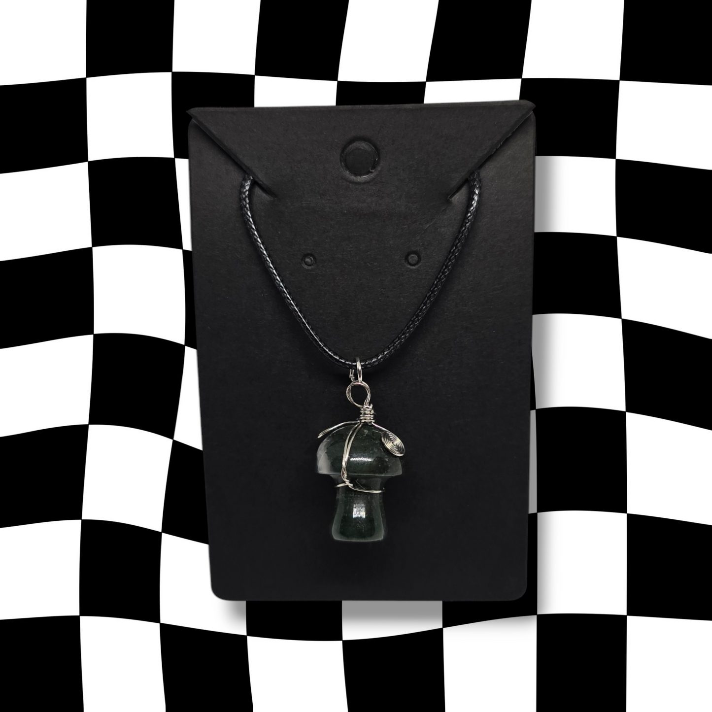 Moss Agate Mushroom Wrap Necklace