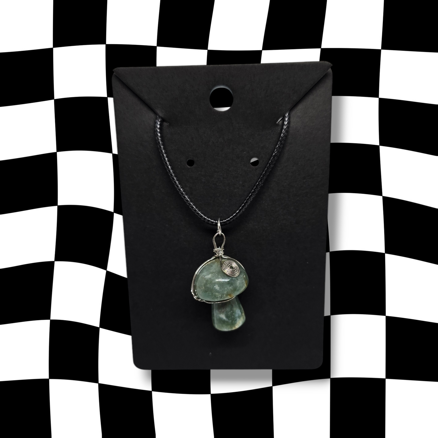 Moss Agate Mushroom Wrap Necklace
