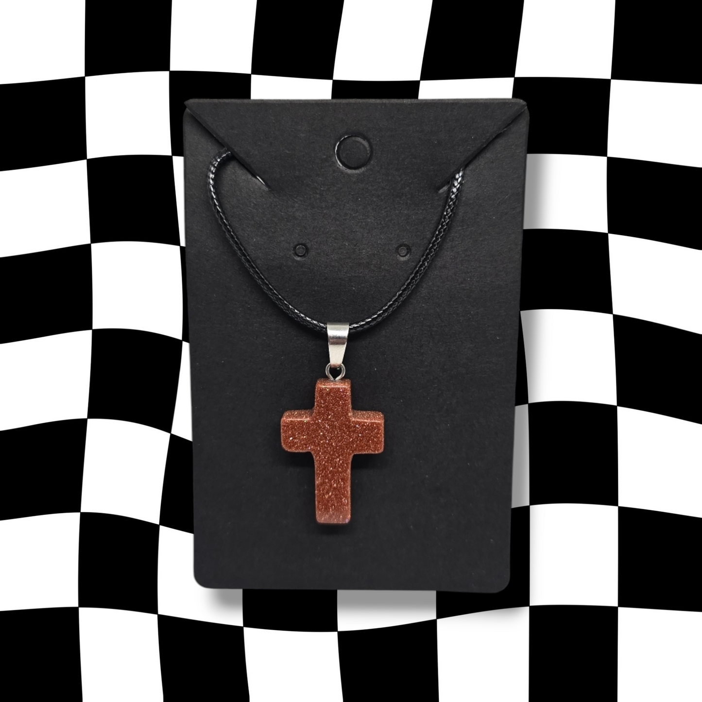 Gold Sandstone Cross Necklace