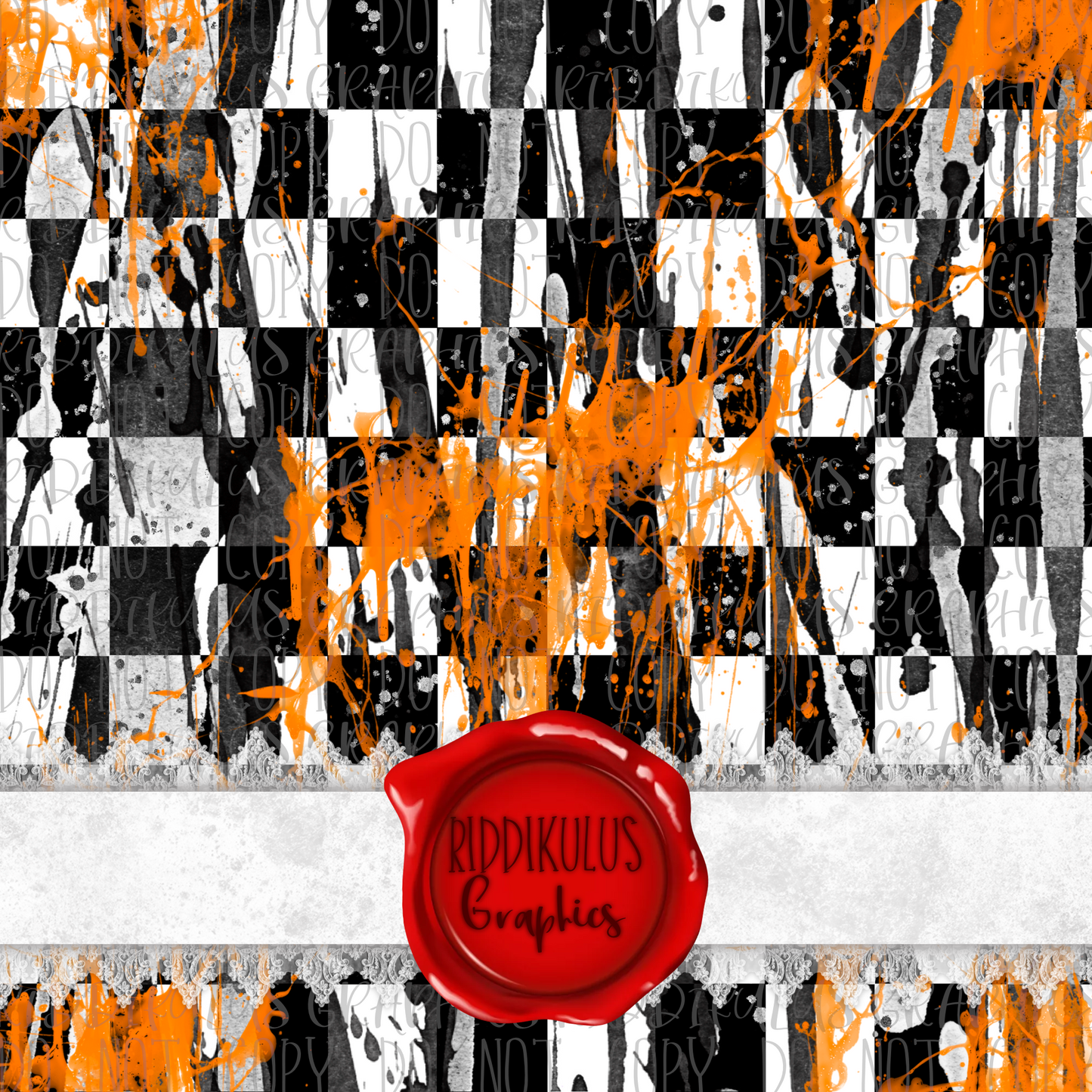 Orange Checkered Splatter