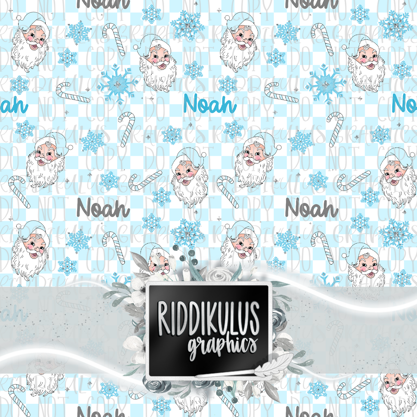 Santa Baby Name File (Checkered - Blue)